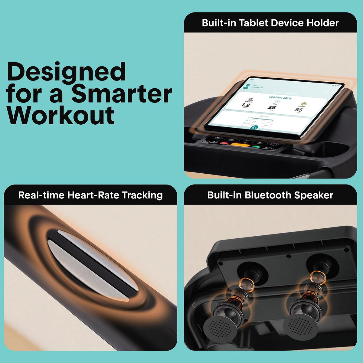 Treadmill with Incline & Handle Bars | Compact Portable Walking Pad & Treadmill for Home/Apartment | Wide Running Belt 40" X 16" | Includes Workout Trainer Program with Bluetooth App