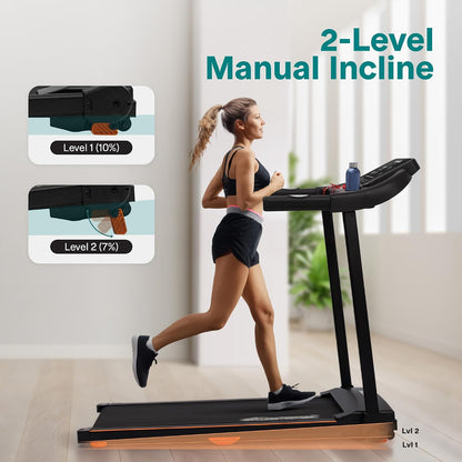 Treadmill with Incline & Handle Bars | Compact Portable Walking Pad & Treadmill for Home/Apartment | Wide Running Belt 40" X 16" | Includes Workout Trainer Program with Bluetooth App