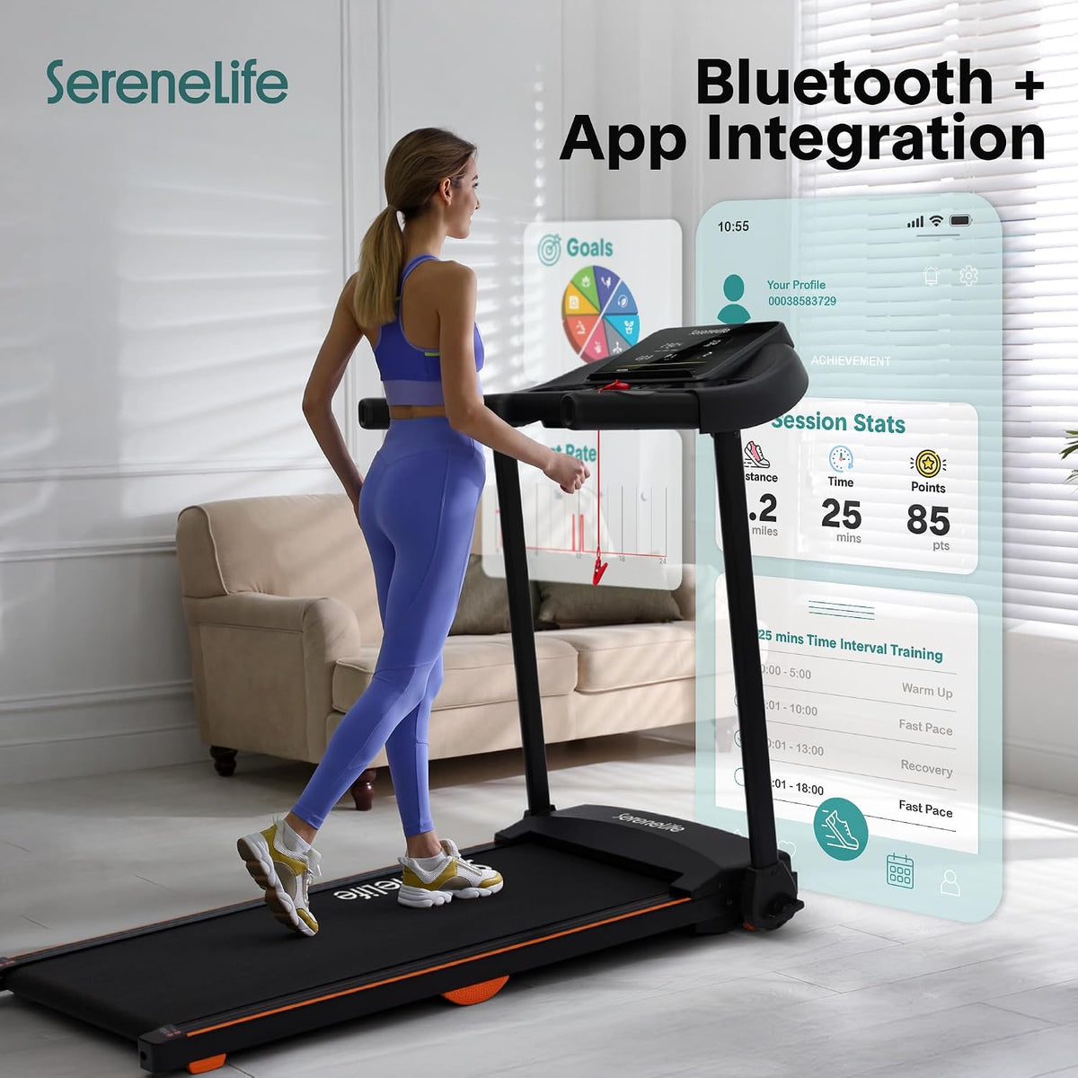 Treadmill with Incline & Handle Bars | Compact Portable Walking Pad & Treadmill for Home/Apartment | Wide Running Belt 40" X 16" | Includes Workout Trainer Program with Bluetooth App