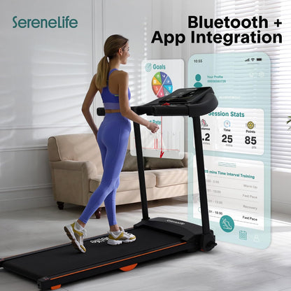 Treadmill with Incline & Handle Bars | Compact Portable Walking Pad & Treadmill for Home/Apartment | Wide Running Belt 40" X 16" | Includes Workout Trainer Program with Bluetooth App