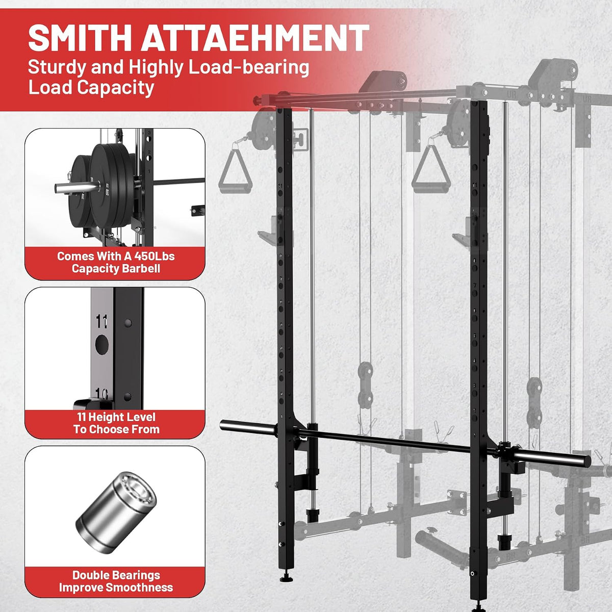 Folding Squat Rack, Wall Mounted Power Rack with Dual Independent Pulley System & Pull up Bar, Multi-Function Power Cage with for Home Gym Space-Saving